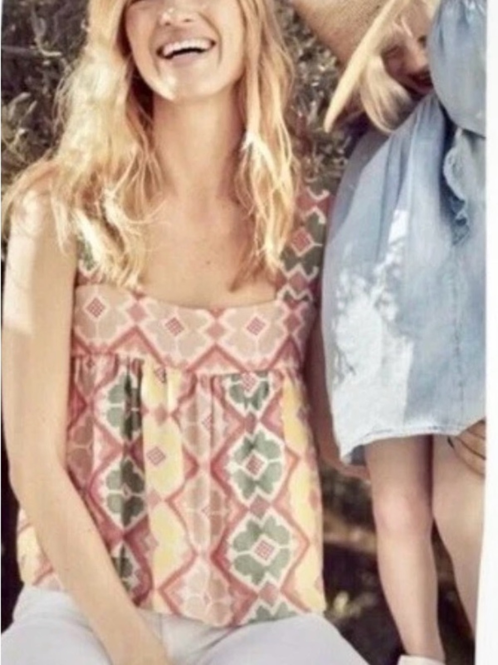 Anthropologie Marta Swing Tank w/ Button Back, Size XL, EUC